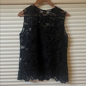 Vince Camuto Black Floral Lace Blouse